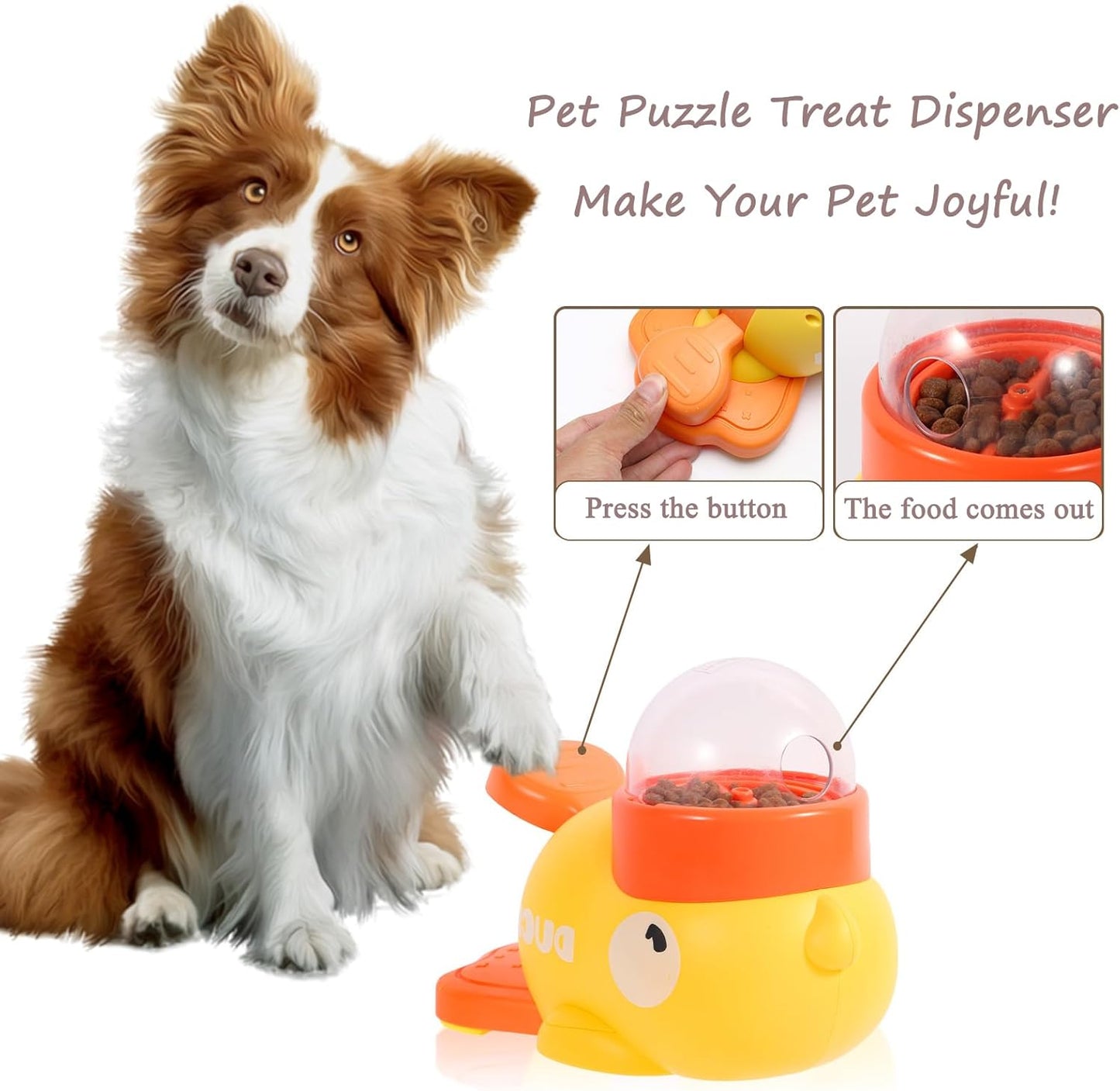 Dog Interactive Treat Dispenser Toy Cat Puzzle Slow Feeder Duck-Shaped Pet Toys for Cat and Dogs Enrichment Training